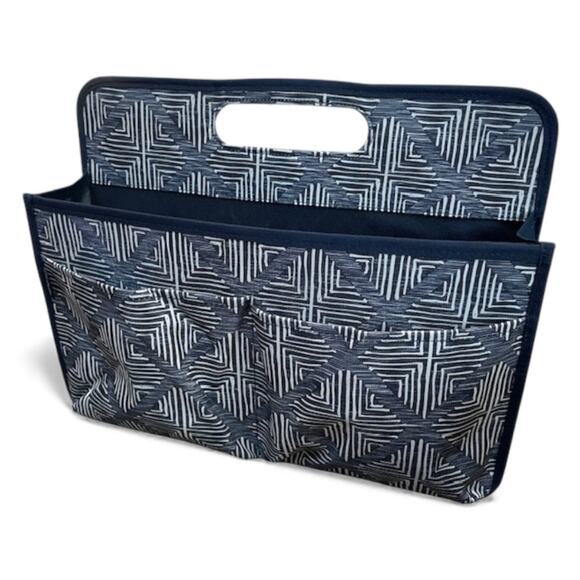 Thirty One Double Duty Caddy Windswept Diamonds Storage Organize Bag Tote Blue - Picture 3 of 8